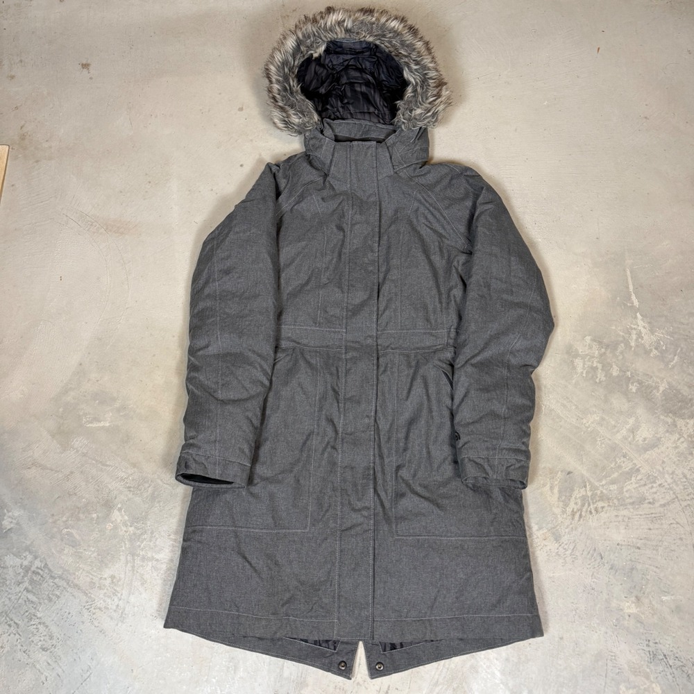The North Face Arctic Parka Gray Faux Fur Hood Winter Coat Womens Small